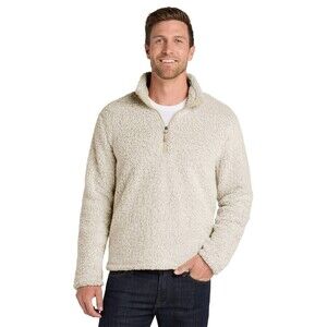 Port Authority Small Cozy Sherpa Fleece 1/4 Zip Sweater Heather Oatmeal Pullover